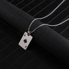 Load image into Gallery viewer, Men Statement Poker Lucky Ace of Spades Pendant Necklace Red Black Silver Color Stainless Steel Long Chain Necklaces Jewelry
