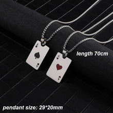 Load image into Gallery viewer, Men Statement Poker Lucky Ace of Spades Pendant Necklace Red Black Silver Color Stainless Steel Long Chain Necklaces Jewelry
