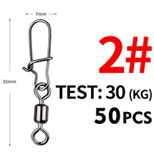 Load image into Gallery viewer, Fishhook 50PCS Pike Fishing Accessories Connector Pin Bearing Rolling Swivel Stainless Steel Snap Fishhook Lure Swivels Tackle
