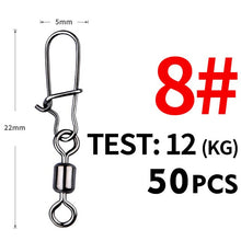 Load image into Gallery viewer, Fishhook 50PCS Pike Fishing Accessories Connector Pin Bearing Rolling Swivel Stainless Steel Snap Fishhook Lure Swivels Tackle
