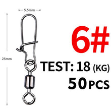 Load image into Gallery viewer, Fishhook 50PCS Pike Fishing Accessories Connector Pin Bearing Rolling Swivel Stainless Steel Snap Fishhook Lure Swivels Tackle
