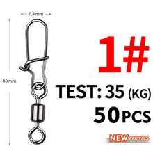 Load image into Gallery viewer, Fishhook 50PCS Pike Fishing Accessories Connector Pin Bearing Rolling Swivel Stainless Steel Snap Fishhook Lure Swivels Tackle

