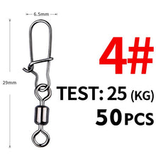Load image into Gallery viewer, Fishhook 50PCS Pike Fishing Accessories Connector Pin Bearing Rolling Swivel Stainless Steel Snap Fishhook Lure Swivels Tackle
