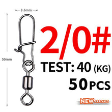 Load image into Gallery viewer, Fishhook 50PCS Pike Fishing Accessories Connector Pin Bearing Rolling Swivel Stainless Steel Snap Fishhook Lure Swivels Tackle
