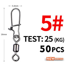 Load image into Gallery viewer, Fishhook 50PCS Pike Fishing Accessories Connector Pin Bearing Rolling Swivel Stainless Steel Snap Fishhook Lure Swivels Tackle
