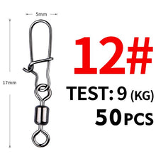 Load image into Gallery viewer, Fishhook 50PCS Pike Fishing Accessories Connector Pin Bearing Rolling Swivel Stainless Steel Snap Fishhook Lure Swivels Tackle
