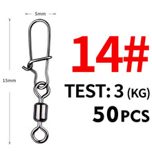 Load image into Gallery viewer, Fishhook 50PCS Pike Fishing Accessories Connector Pin Bearing Rolling Swivel Stainless Steel Snap Fishhook Lure Swivels Tackle
