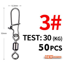 Load image into Gallery viewer, Fishhook 50PCS Pike Fishing Accessories Connector Pin Bearing Rolling Swivel Stainless Steel Snap Fishhook Lure Swivels Tackle
