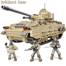 Load image into Gallery viewer, Military M2 Bradley M4 Sherman M1A2 Abrams US Tank Building Blocks Bricks Model WW2 Army Soldier Weapon Children Toys for Boys
