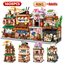 Load image into Gallery viewer, Mini City Street View Noodle Shop House Building Blocks 4 in 1 Japanese Architecture Friends Figures Bricks Toys For Children
