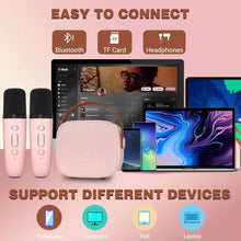 Load image into Gallery viewer, Mini Karaoke Machine for Kids,Portable Bluetooth Speaker with 2 Wireless Microphones for Kids and Adults Birthday Party Home
