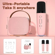 Load image into Gallery viewer, Mini Karaoke Machine for Kids,Portable Bluetooth Speaker with 2 Wireless Microphones for Kids and Adults Birthday Party Home
