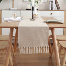 Load image into Gallery viewer, Modern Table Runner Simple Nordic Style Beige Table Flag Handmade Tassel Cotton Linen Tablecloth Bed Runners Table Decoration
