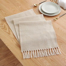 Load image into Gallery viewer, Modern Table Runner Simple Nordic Style Beige Table Flag Handmade Tassel Cotton Linen Tablecloth Bed Runners Table Decoration

