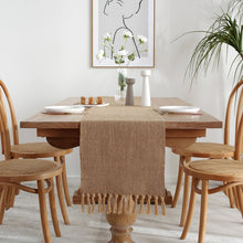 Load image into Gallery viewer, Modern Table Runner Simple Nordic Style Beige Table Flag Handmade Tassel Cotton Linen Tablecloth Bed Runners Table Decoration
