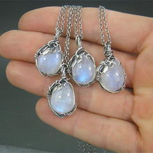 Load image into Gallery viewer, Moonstone Pendant Necklace Artificial Gems Alloy Rattan Vintage Women Necklaces for Lady Girls Waterdrop Stone Necklace Jewelry
