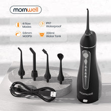 Load image into Gallery viewer, Portable Oral Irrigator With Travel Bag Water Flosser USB Rechargeable 5 Nozzles Water Jet 200ml Water Tank Waterproof 0ral irrigator
