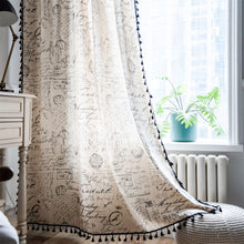Load image into Gallery viewer, Window Curtains for Kitchen Living Room Bedroom Home Decoration Curtain Letter Cotton Linen Green Pine Cone Printing
