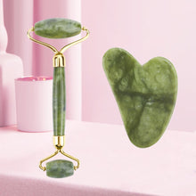 Load image into Gallery viewer, Natural Facial Massager Face Roller Gua Sha Scraper Double Heads Jade Stone Roller Skin Care Rose Quartz Massage for Face Body
