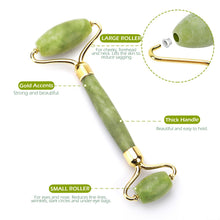 Load image into Gallery viewer, Natural Facial Massager Face Roller Gua Sha Scraper Double Heads Jade Stone Roller Skin Care Rose Quartz Massage for Face Body

