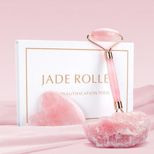 Load image into Gallery viewer, Natural Facial Massager Face Roller Gua Sha Scraper Double Heads Jade Stone Roller Skin Care Rose Quartz Massage for Face Body
