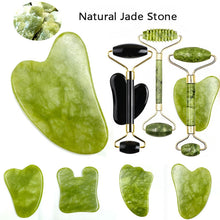 Load image into Gallery viewer, Natural Jade Face Massager Gua Sha Stone Face  Guasha Masaje Facial Board Acupoint Eye Care SPA Massager Tool massage visage

