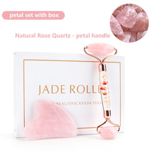 Load image into Gallery viewer, Natural Rose Quartz Jade Roller Gua Sha Set Facial Body Massager Roller Jade Stone Massage Set Face Lifting Beauty Massage Tools
