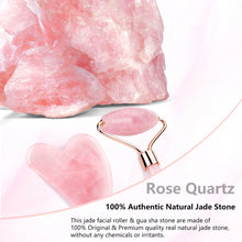 Load image into Gallery viewer, Natural Rose Quartz Jade Roller Gua Sha Set Facial Body Massager Roller Jade Stone Massage Set Face Lifting Beauty Massage Tools
