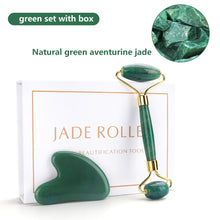 Load image into Gallery viewer, Natural Rose Quartz Jade Roller Gua Sha Set Facial Body Massager Roller Jade Stone Massage Set Face Lifting Beauty Massage Tools
