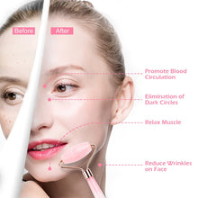 Load image into Gallery viewer, Natural Rose Quartz Jade Roller Gua Sha Set Facial Body Massager Roller Jade Stone Massage Set Face Lifting Beauty Massage Tools
