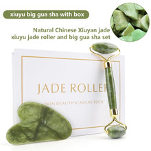 Load image into Gallery viewer, Natural Rose Quartz Jade Roller Gua Sha Set Facial Body Massager Roller Jade Stone Massage Set Face Lifting Beauty Massage Tools
