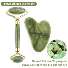 Load image into Gallery viewer, Natural Rose Quartz Jade Roller Gua Sha Set Facial Body Massager Roller Jade Stone Massage Set Face Lifting Beauty Massage Tools
