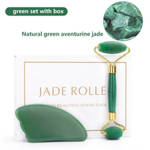 Load image into Gallery viewer, Natural Rose Quartz Jade Roller Gua Sha Set Facial Body Massager Roller Jade Stone Massage Set Face Lifting Beauty Massage Tools
