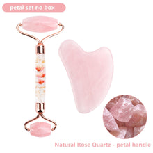 Load image into Gallery viewer, Natural Rose Quartz Jade Roller Gua Sha Set Facial Body Massager Roller Jade Stone Massage Set Face Lifting Beauty Massage Tools
