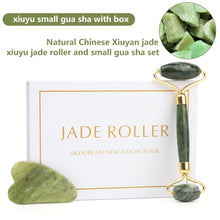 Load image into Gallery viewer, Natural Rose Quartz Jade Roller Gua Sha Set Facial Body Massager Roller Jade Stone Massage Set Face Lifting Beauty Massage Tools
