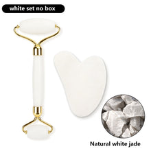 Load image into Gallery viewer, Natural Rose Quartz Jade Roller Gua Sha Set Facial Body Massager Roller Jade Stone Massage Set Face Lifting Beauty Massage Tools
