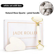 Load image into Gallery viewer, Natural Rose Quartz Jade Roller Gua Sha Set Facial Body Massager Roller Jade Stone Massage Set Face Lifting Beauty Massage Tools
