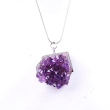 Load image into Gallery viewer, Natural crystal Necklace Raw Amethyst Quartz Purple Crystal Cluster pendant Healing Stones Specimen Home Decoration Crafts
