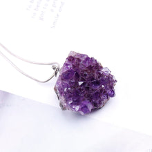 Load image into Gallery viewer, Natural crystal Necklace Raw Amethyst Quartz Purple Crystal Cluster pendant Healing Stones Specimen Home Decoration Crafts
