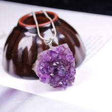 Load image into Gallery viewer, Natural crystal Necklace Raw Amethyst Quartz Purple Crystal Cluster pendant Healing Stones Specimen Home Decoration Crafts
