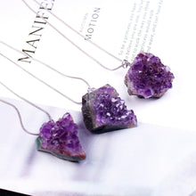 Load image into Gallery viewer, Natural crystal Necklace Raw Amethyst Quartz Purple Crystal Cluster pendant Healing Stones Specimen Home Decoration Crafts
