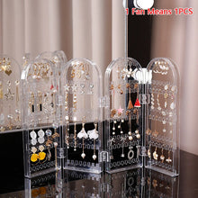 Load image into Gallery viewer, Necklace Jewelry Shelf Stand Holder Folding Earrings Studs Display Rack Panels Screen Organizer Storage Box
