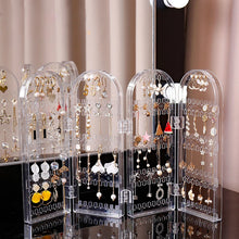 Load image into Gallery viewer, Necklace Jewelry Shelf Stand Holder Folding Earrings Studs Display Rack Panels Screen Organizer Storage Box
