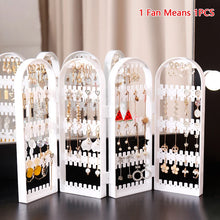 Load image into Gallery viewer, Necklace Jewelry Shelf Stand Holder Folding Earrings Studs Display Rack Panels Screen Organizer Storage Box
