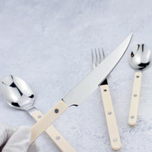 Load image into Gallery viewer, New Design ABS Handle Rivets Decoration Dinnerware 4 In 1 Set Stainless Steel Mirror Polish Handy Cutlery Utensils For Kitchen
