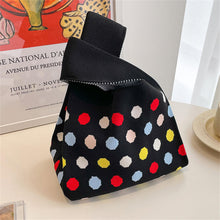 Load image into Gallery viewer, New Wide Striped Handmade Knitted Handbag Minimalist Korean Women Mini Knot Wrist Bag Tote Bag Student Reusable Shopping Bags

