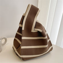 Load image into Gallery viewer, New Wide Striped Handmade Knitted Handbag Minimalist Korean Women Mini Knot Wrist Bag Tote Bag Student Reusable Shopping Bags
