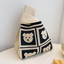 Load image into Gallery viewer, New Wide Striped Handmade Knitted Handbag Minimalist Korean Women Mini Knot Wrist Bag Tote Bag Student Reusable Shopping Bags
