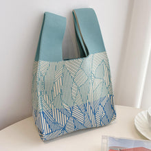 Load image into Gallery viewer, New Wide Striped Handmade Knitted Handbag Minimalist Korean Women Mini Knot Wrist Bag Tote Bag Student Reusable Shopping Bags
