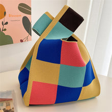 Load image into Gallery viewer, New Wide Striped Handmade Knitted Handbag Minimalist Korean Women Mini Knot Wrist Bag Tote Bag Student Reusable Shopping Bags
